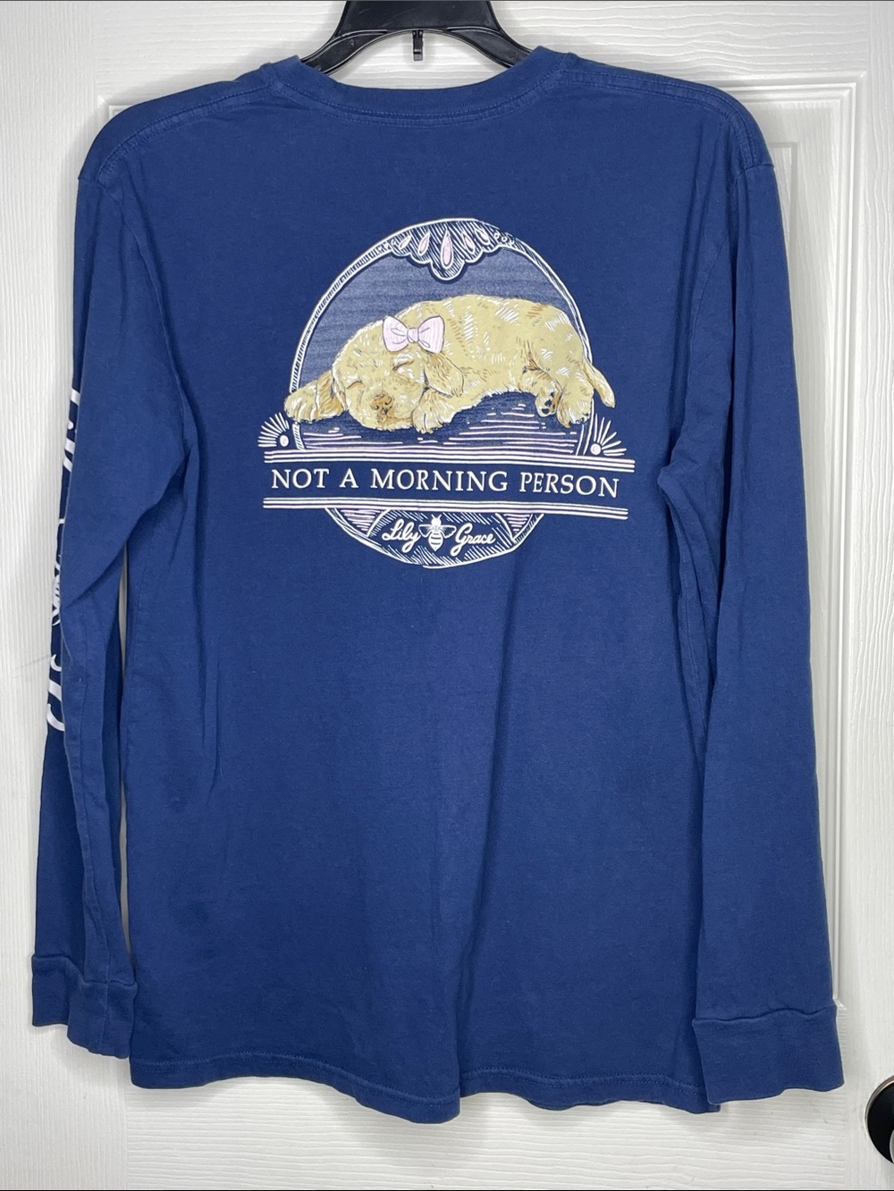 Lily & Grace Navy Long Sleeve Tee - "Not A Morning Person". Size M